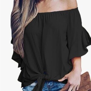 Off the shoulder blouse.